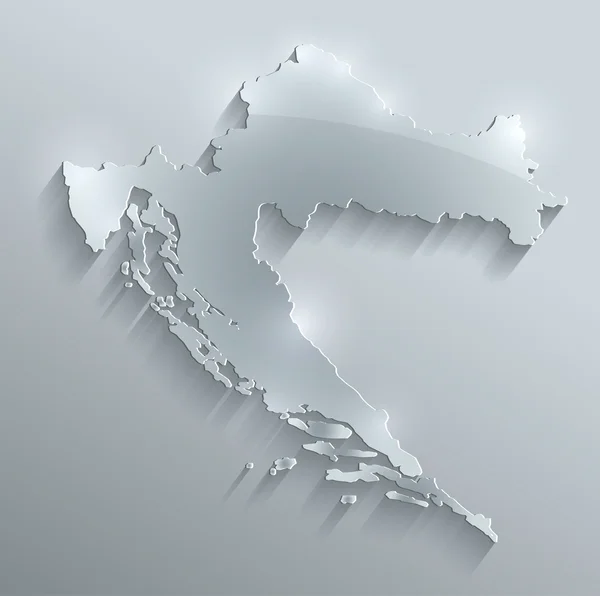 Croacia mapa tarjeta de vidrio papel 3D trama en blanco —  Fotos de Stock