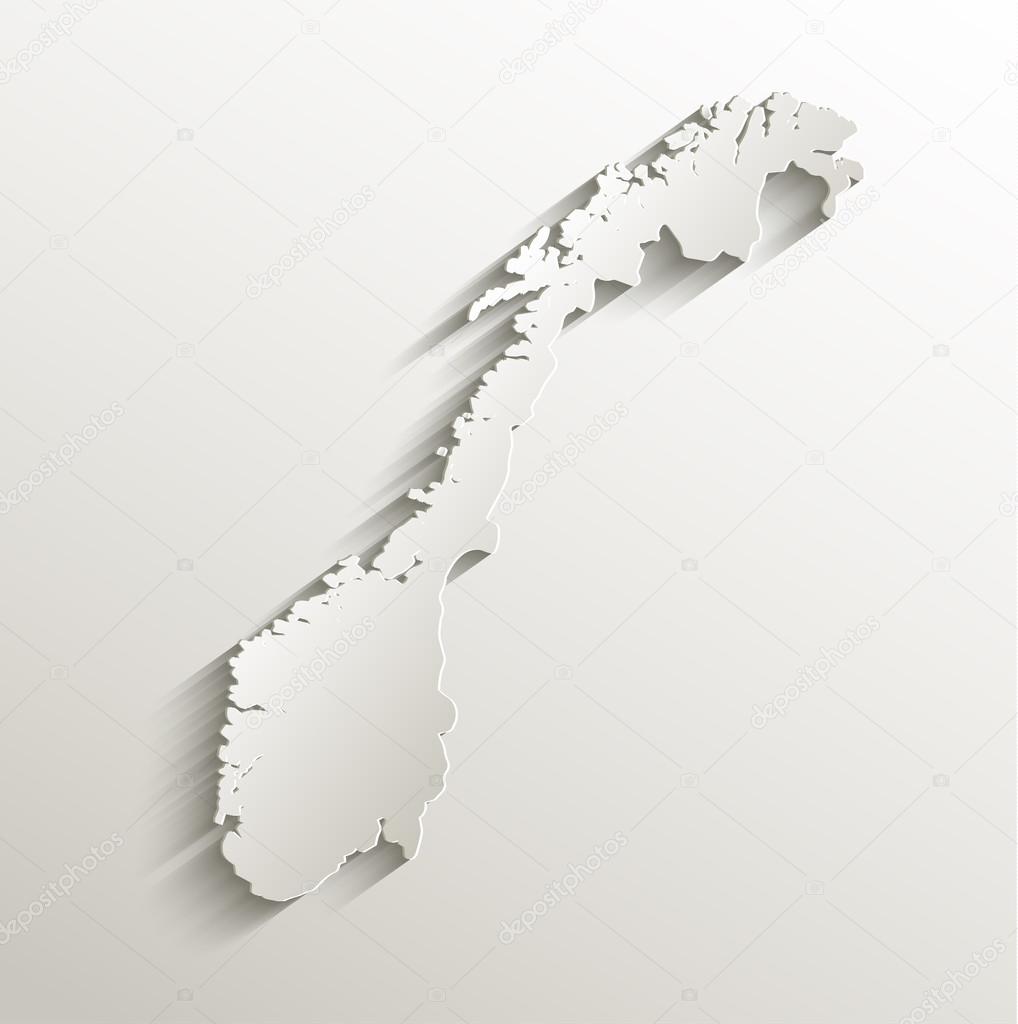 Norway map card paper 3D natural raster