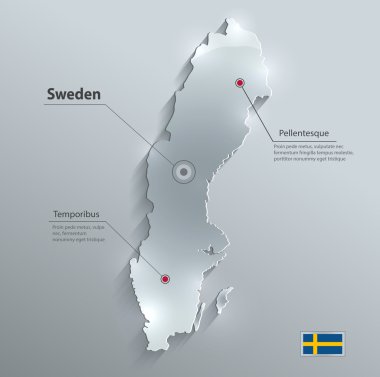 İsveç harita cam kart kağıt 3B vektör