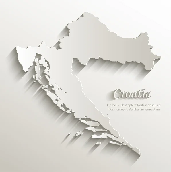 Croacia mapa tarjeta de papel 3D vector natural — Archivo Imágenes Vectoriales