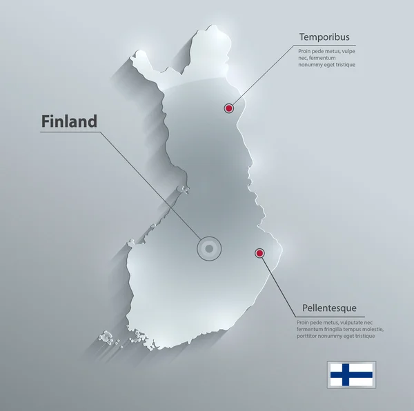 Finlande carte drapeau verre carte papier vecteur 3D — Image vectorielle