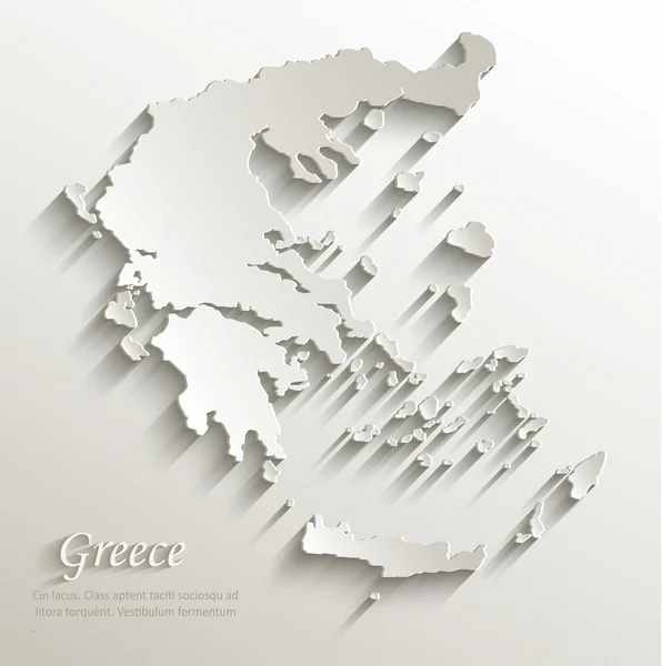 Grecia mapa tarjeta de papel 3D vector natural — Vector de stock