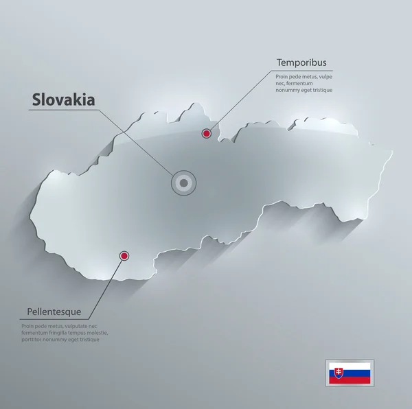 Mapa de Eslovaquia tarjeta de vidrio de la bandera vector 3D — Archivo Imágenes Vectoriales