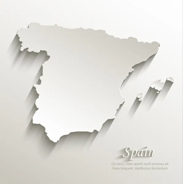 Mapa de España tarjeta de papel 3D vector natural — Vector de stock