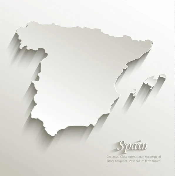 Espanha mapa papel cartão 3D vetor natural — Vetor de Stock