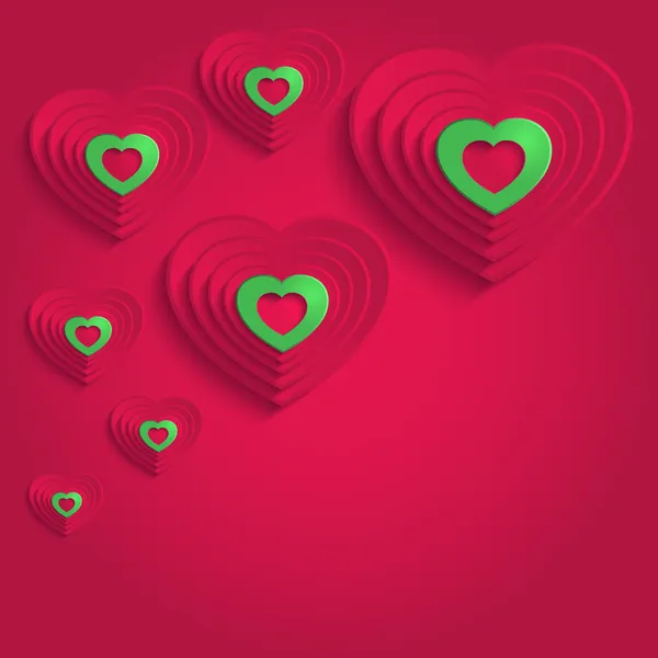 Heart happy valentine day paper 3D red green raster — Stock Photo, Image