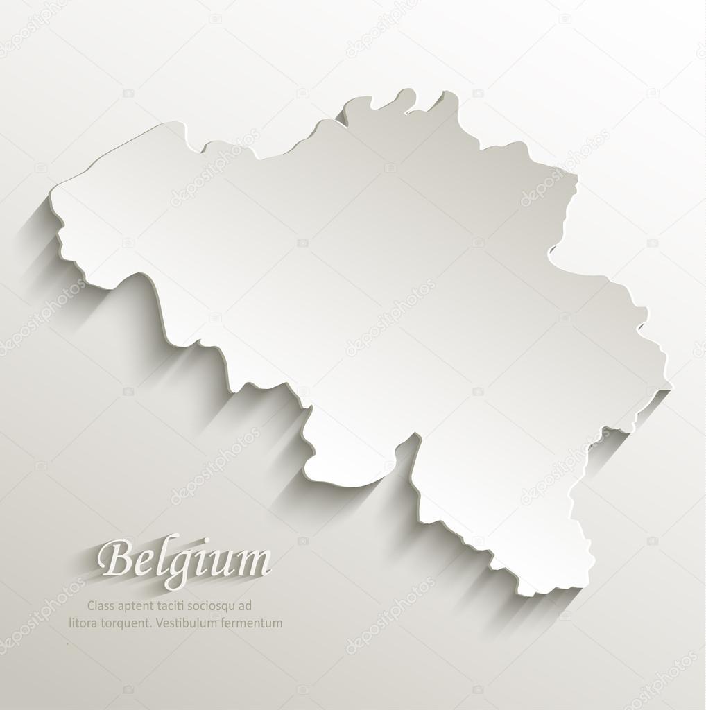 Belgium map card paper 3D natural vector