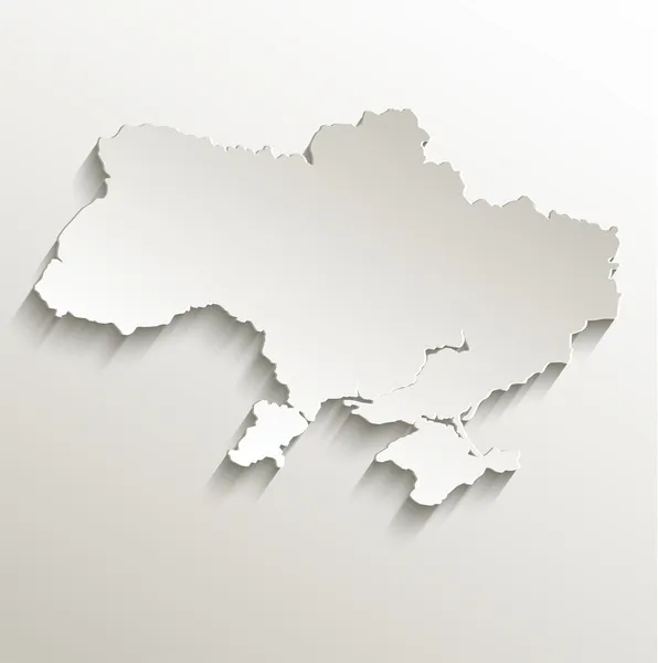 Ucrânia mapa papel cartão 3D raster natural em branco — Fotografia de Stock