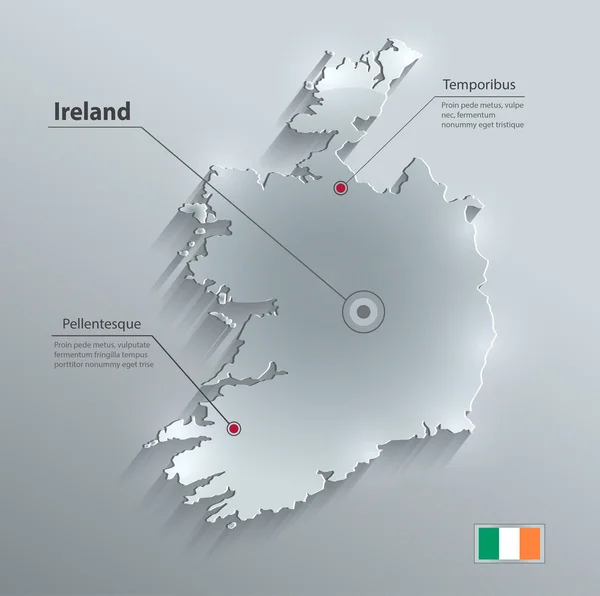 Ireland map flag glass card paper 3D vector — Stock Vector