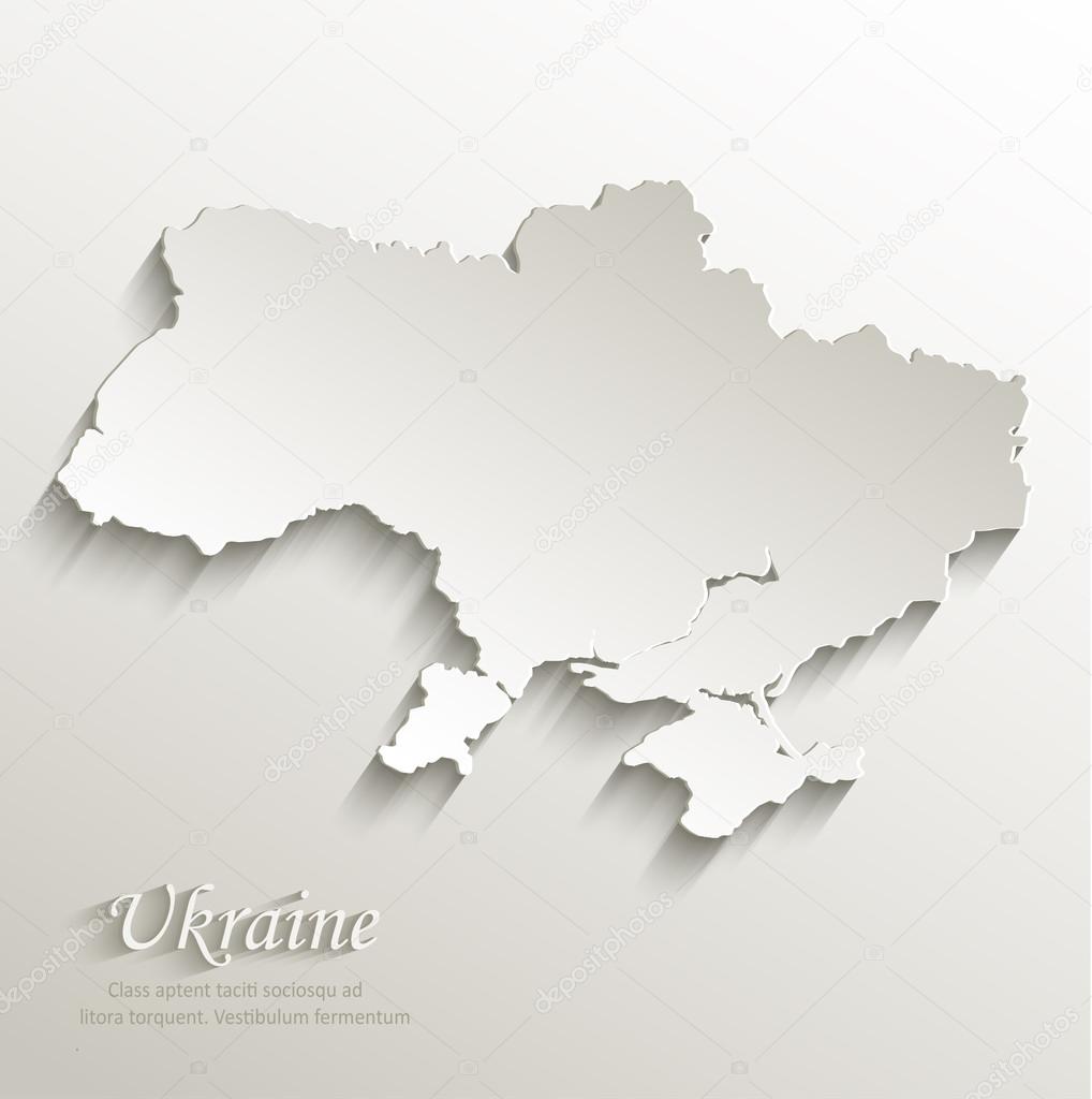 Ukraine map card paper 3D natural vector