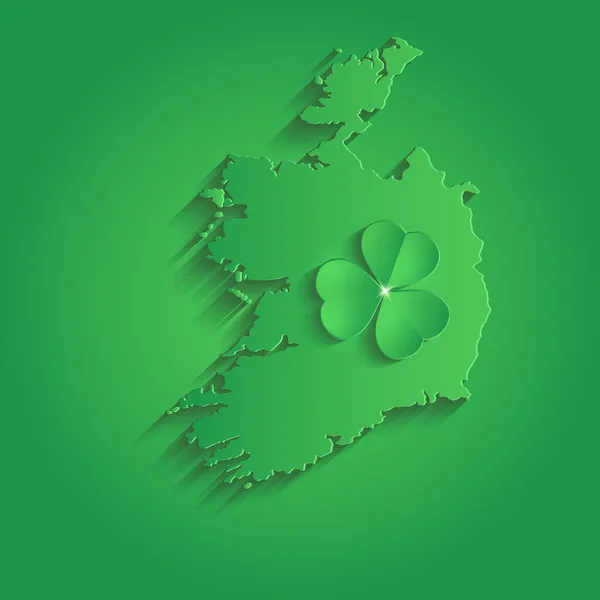 Irsko mapa st. patrick den shamrock papírové 3d zelený rastrové prázdné — Stock fotografie