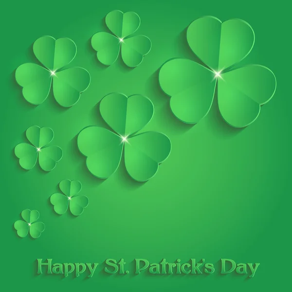 St. Patrick Day shamrock paper 3D green vector — Stock Vector