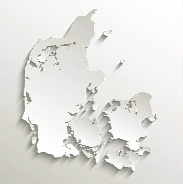 Dinamarca mapa papel cartão 3D raster natural em branco — Fotografia de Stock
