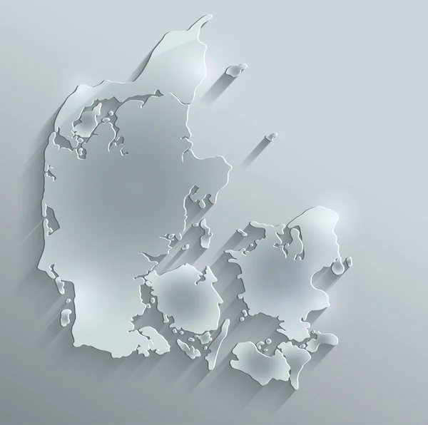 Danemark carte verre eau carte papier 3D raster blanc — Photo