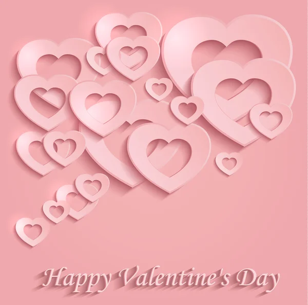 Corazón amor papel de San Valentín 3D vector rosa — Archivo Imágenes Vectoriales