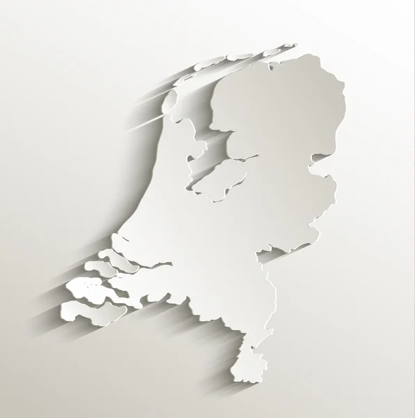 Holanda mapa papel cartão 3D raster natural em branco — Fotografia de Stock