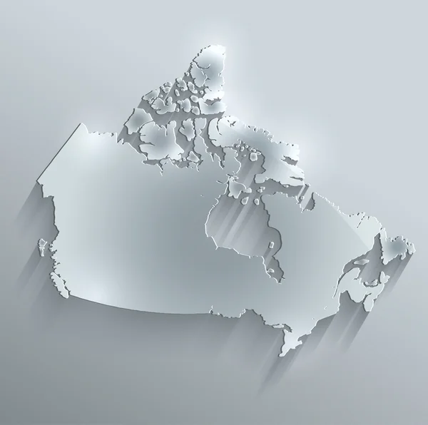 カナダ地図ガラス水カード紙 3d ラスター空白 — ストック写真
