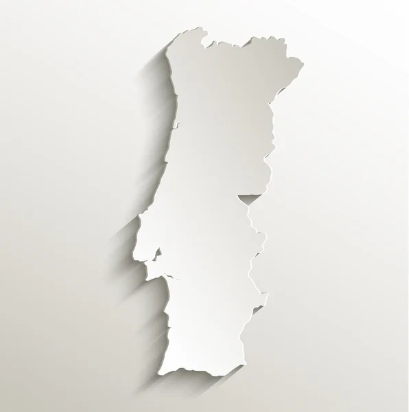 Portugal mapa papel cartão 3D raster natural em branco — Fotografia de Stock