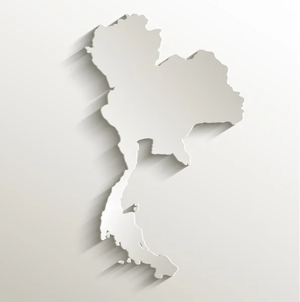 Tailândia mapa papel cartão 3D raster natural em branco — Fotografia de Stock