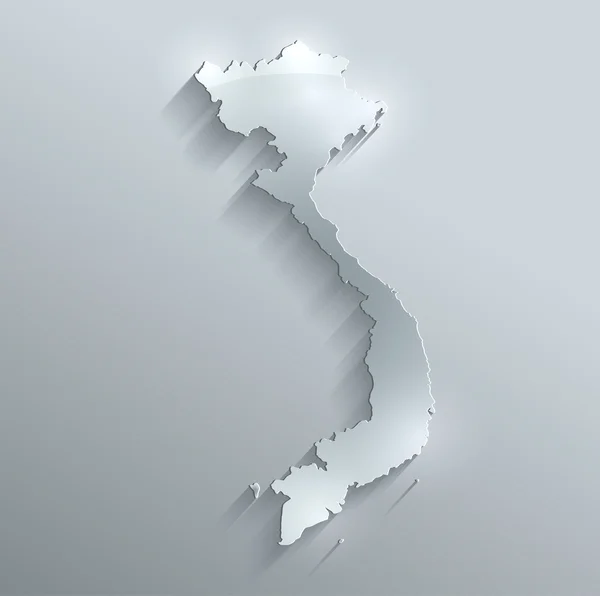 Vietnam mapa de vidrio de papel de tarjeta de agua 3D raster en blanco —  Fotos de Stock