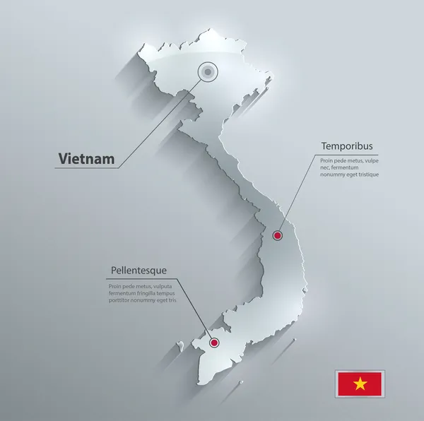 Vietnam mapa bandera de vidrio tarjeta de agua de papel 3D vector — Archivo Imágenes Vectoriales