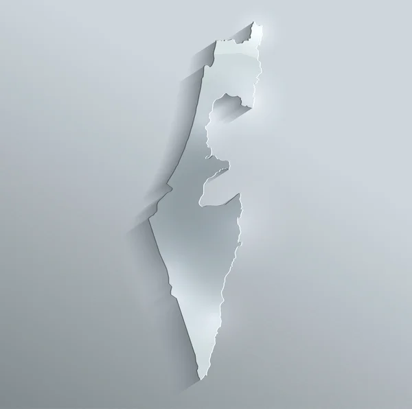 Izrael mapa sklo kartu papír 3d rastrem — Stock fotografie