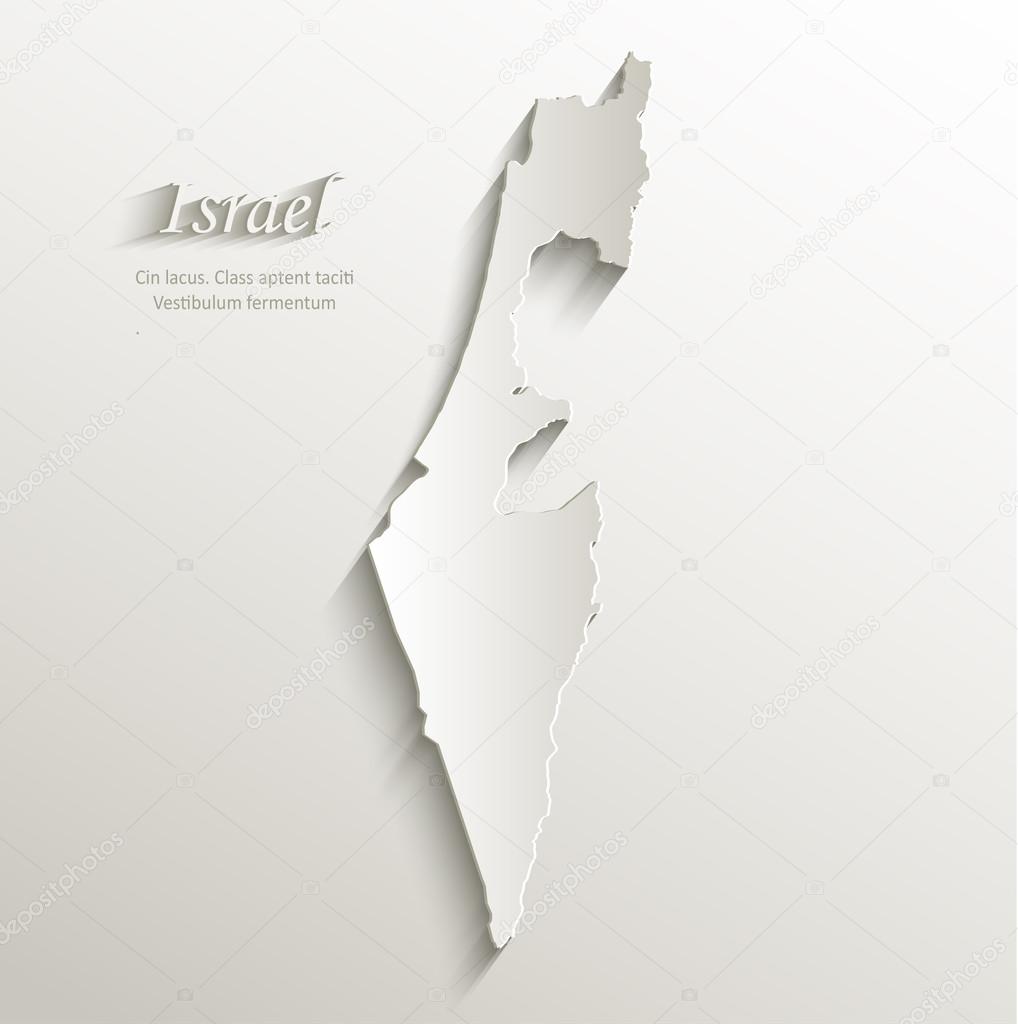 Israel map card paper 3D natural vector