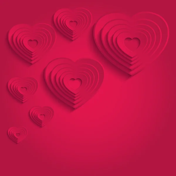 Srdce šťastný valentines den papírové 3d červené vrstvený jako růže rastrové prázdné — Stock fotografie