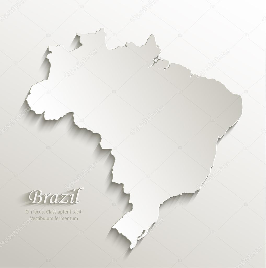 Brazil map card paper 3D natural vector