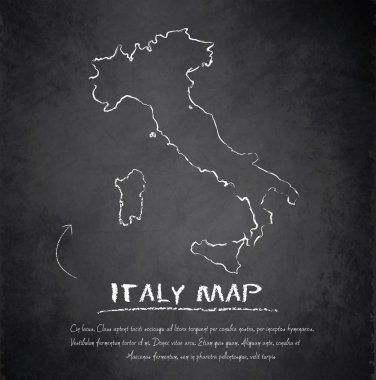 İtalya Haritası blackboard yazı tahtası vektör