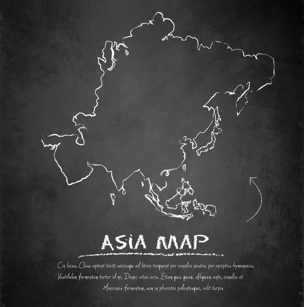 Asia mapa pizarra pizarra vector — Vector de stock