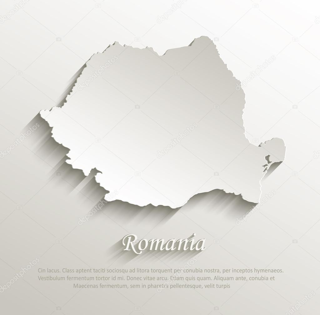 Romania map card paper 3D natural vector