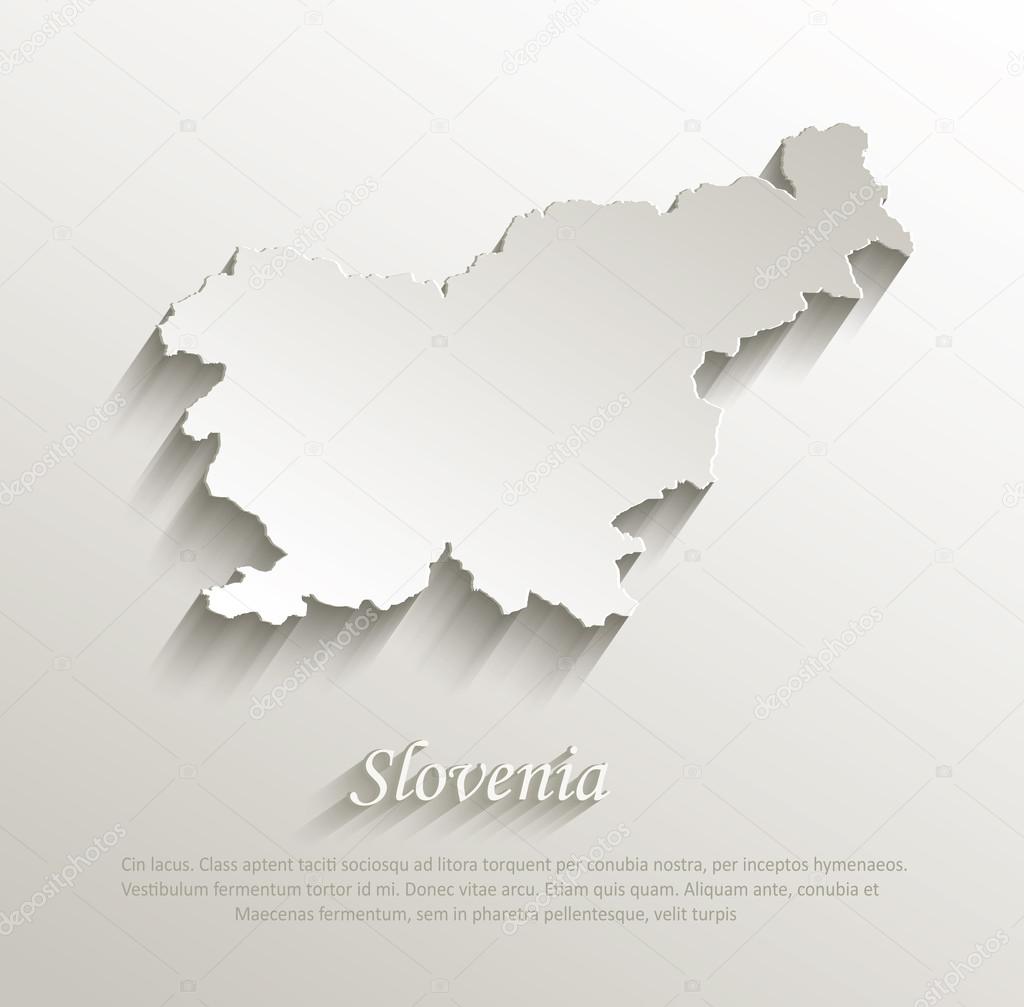 Slovenia map card paper 3D natural vector