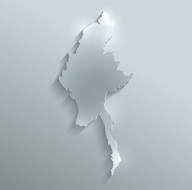 Birma myanmar mapę szkła karty papieru 3d raster
