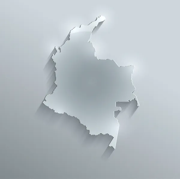 Colombia mapa de papel de tarjeta de vidrio 3D raster — Foto de Stock