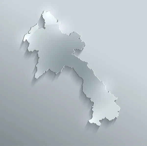 Laos mapa papel cartão de vidro raster 3D — Fotografia de Stock
