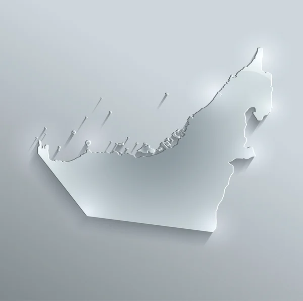 Emiratos Árabes Unidos mapa de papel de tarjeta de vidrio 3D raster —  Fotos de Stock