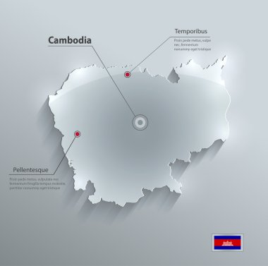 Cambodia map glass card paper 3D vector clipart