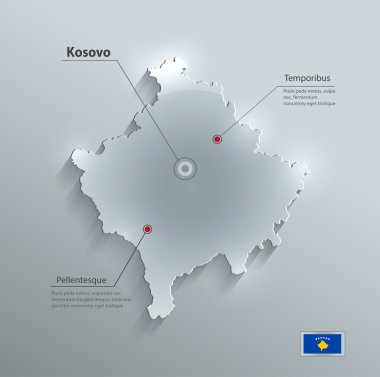 Kosova Haritası cam kart kağıt 3B vektör