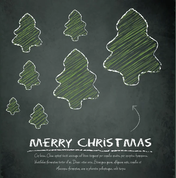 Merry christmas tree blackboard chalkboard gröna vektor — Stock vektor