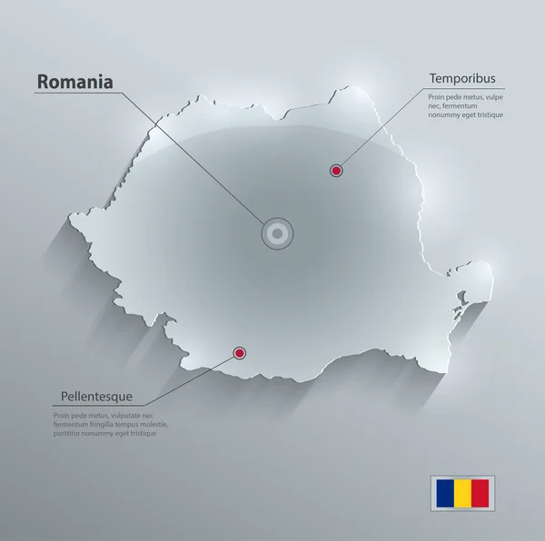 Rumänien Karte Glas Karte Papier 3D-Vektor — Stockvektor