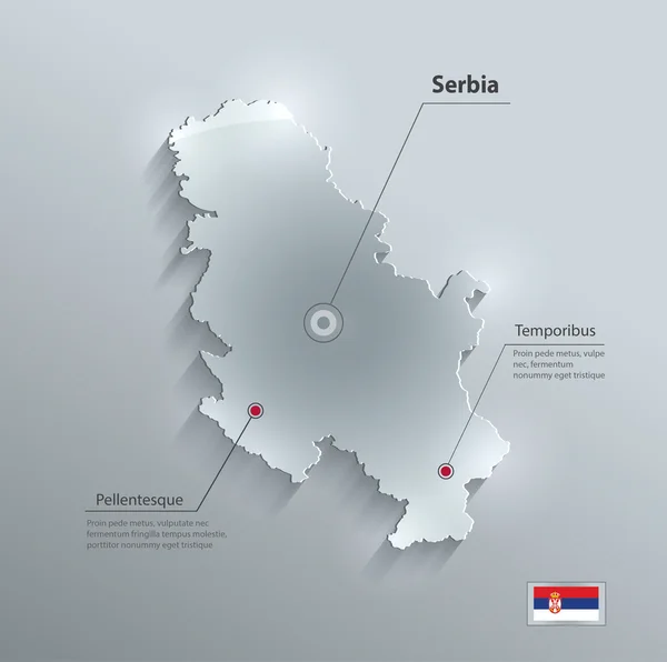 Serbia Arabia mapa de papel de tarjeta de vidrio 3D vector — Archivo Imágenes Vectoriales