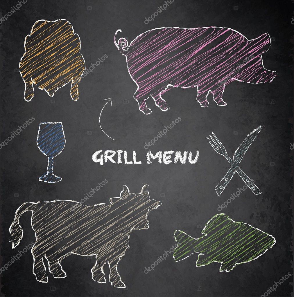 depositphotos_47434417 stock illustration grill menu pig cow fish