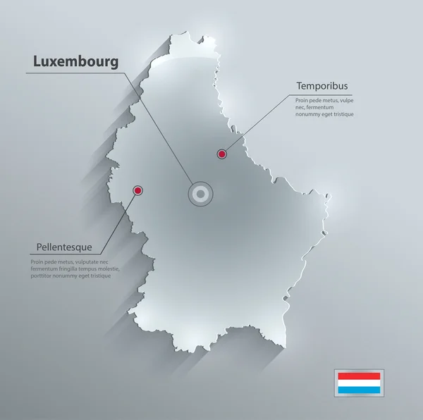 룩셈부르크 지도 플래그 유리 카드 종이 3d 벡터 — 스톡 벡터
