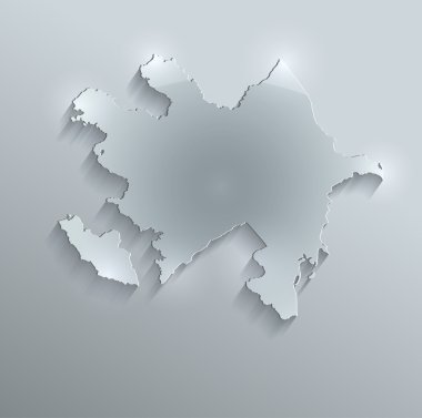 Azerbaycan Haritası cam kart kağıt 3d tarama