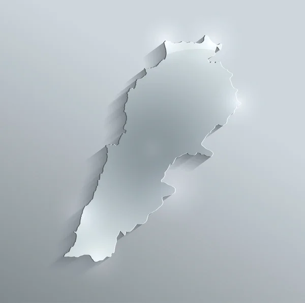 Líbano mapa papel cartão de vidro raster 3D — Fotografia de Stock