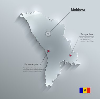 Moldova Haritası cam kartı 3d kağıt