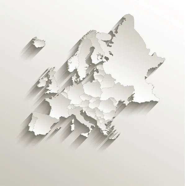 Europa mapa político papel cartão 3D raster natural estados individuais separados — Fotografia de Stock