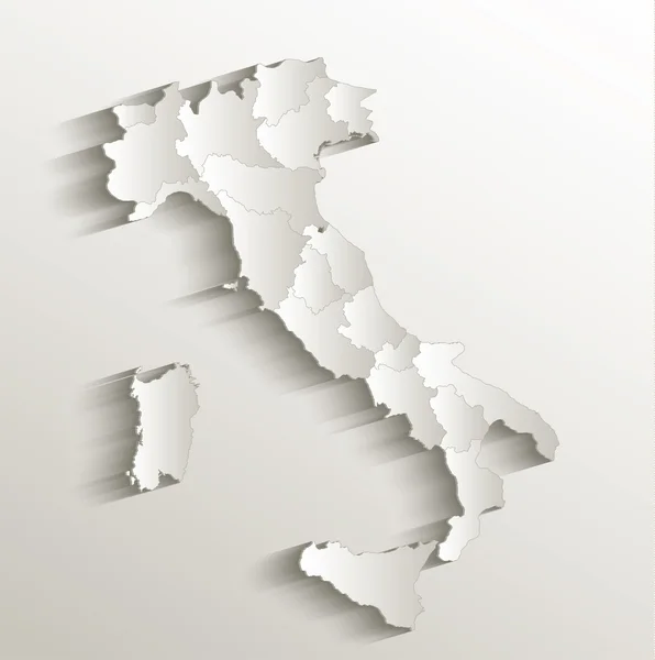 Italia mapa político tarjeta de papel 3D raster natural estado individual separado — Foto de Stock