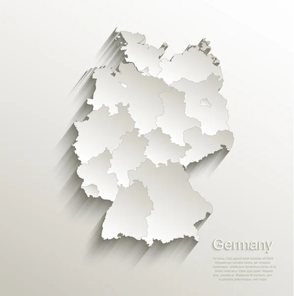 Alemanha mapa político papel cartão 3D vetor natural estados individuais separados — Vetor de Stock